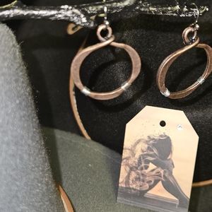 Copper & silver hoop earrings